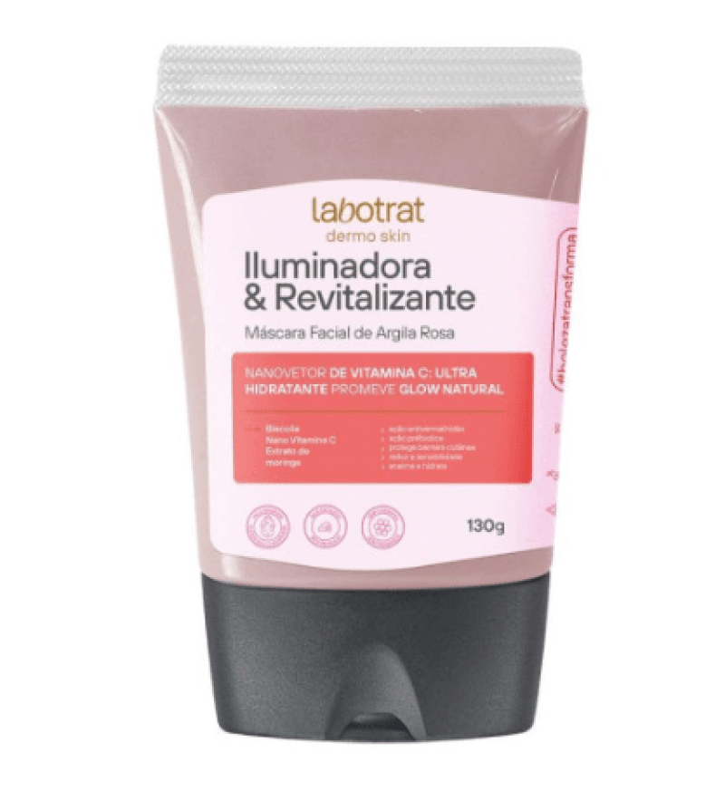 MÁSCARA FACIAL ARGILA ROSA ILUMINADORA E REVITALIZANTE DERMO SKIN 130G LABOTRAT