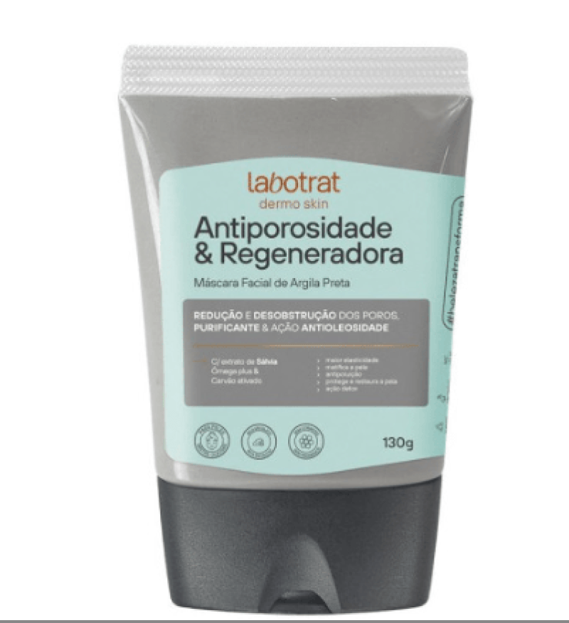 Máscara Facial Argila Preta Antiporosidade e Regeneradora Dermo Skin 130g Labotrat