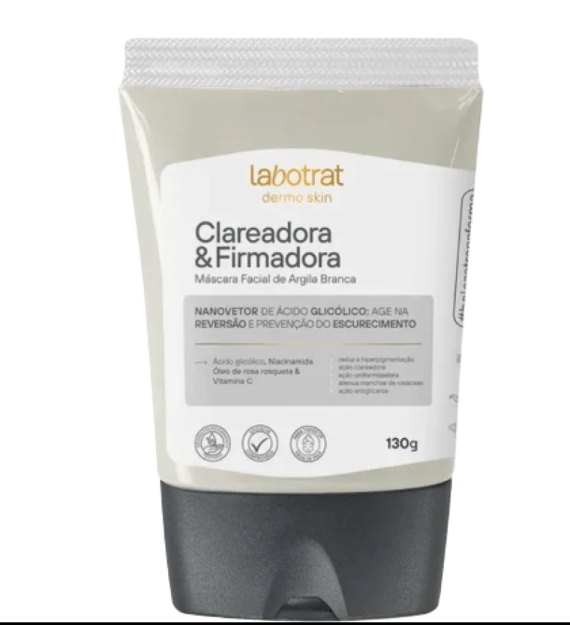 Máscara Facial Argila Branca Clareadora e Firmadora Dermo Skin 130g Labotrat