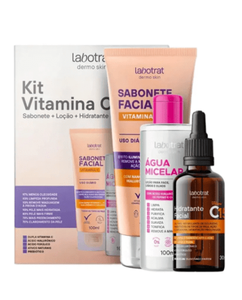 KIT FACIAL VITAMINA C DERMO SKIN C/ 3 ITENS LABOTRAT