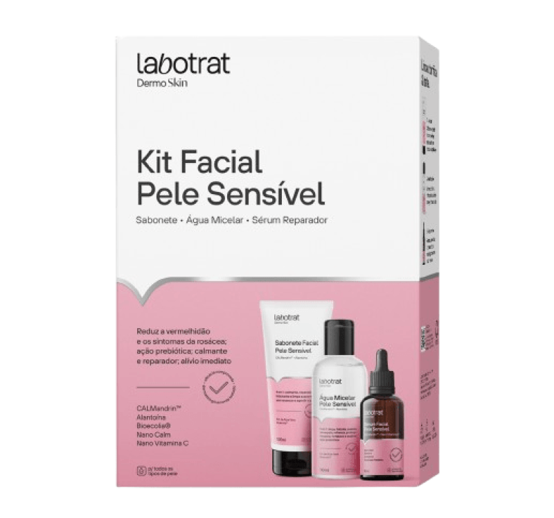 KIT FACIAL PELE SENSÍVEL DERMO SKIN C/ 3 ITENS
