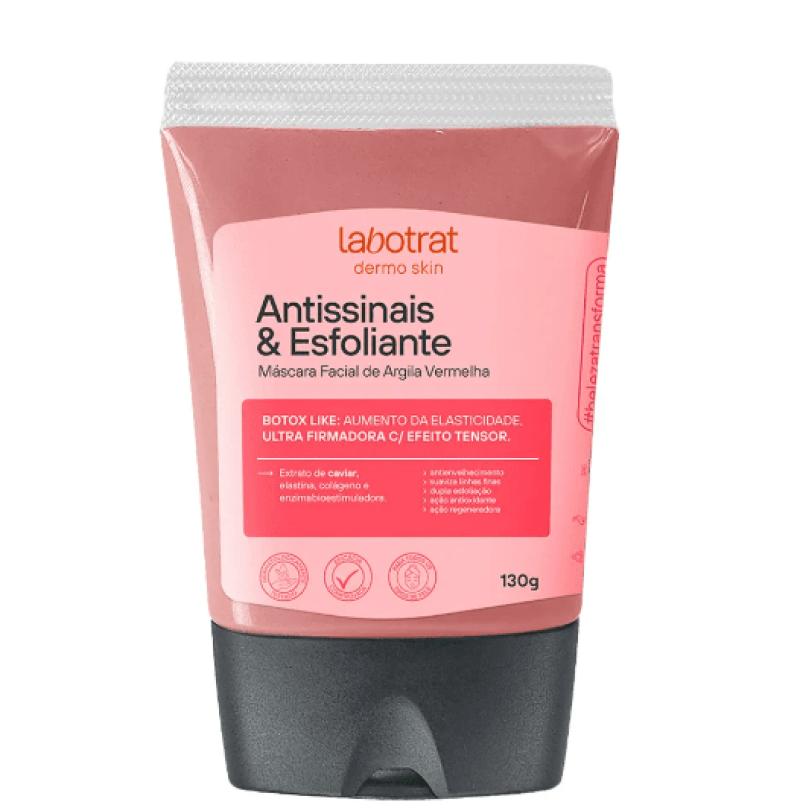 Máscara Facial Argila Vermelha Antissinais e Esfoliante Dermo Skin 130g Labotrat