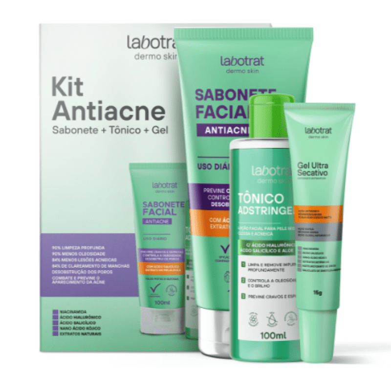 Kit Facial Antiacne Dermo Skin c/ 3 Itens Labotrat
